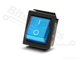 Switch rocker snap-in on/off rectangular blue (0/1) DPST